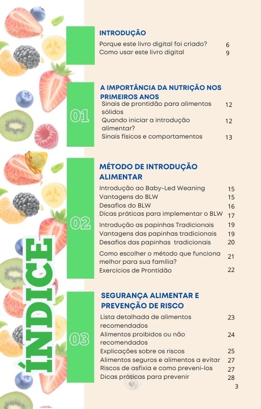 indice introdução alimentar para bebes